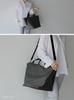 Gratante Genuine Leather Handle 2-Way Large Nylon Tote Bag for Women, Commuter Bag (abb-g0051) (Charcoal)