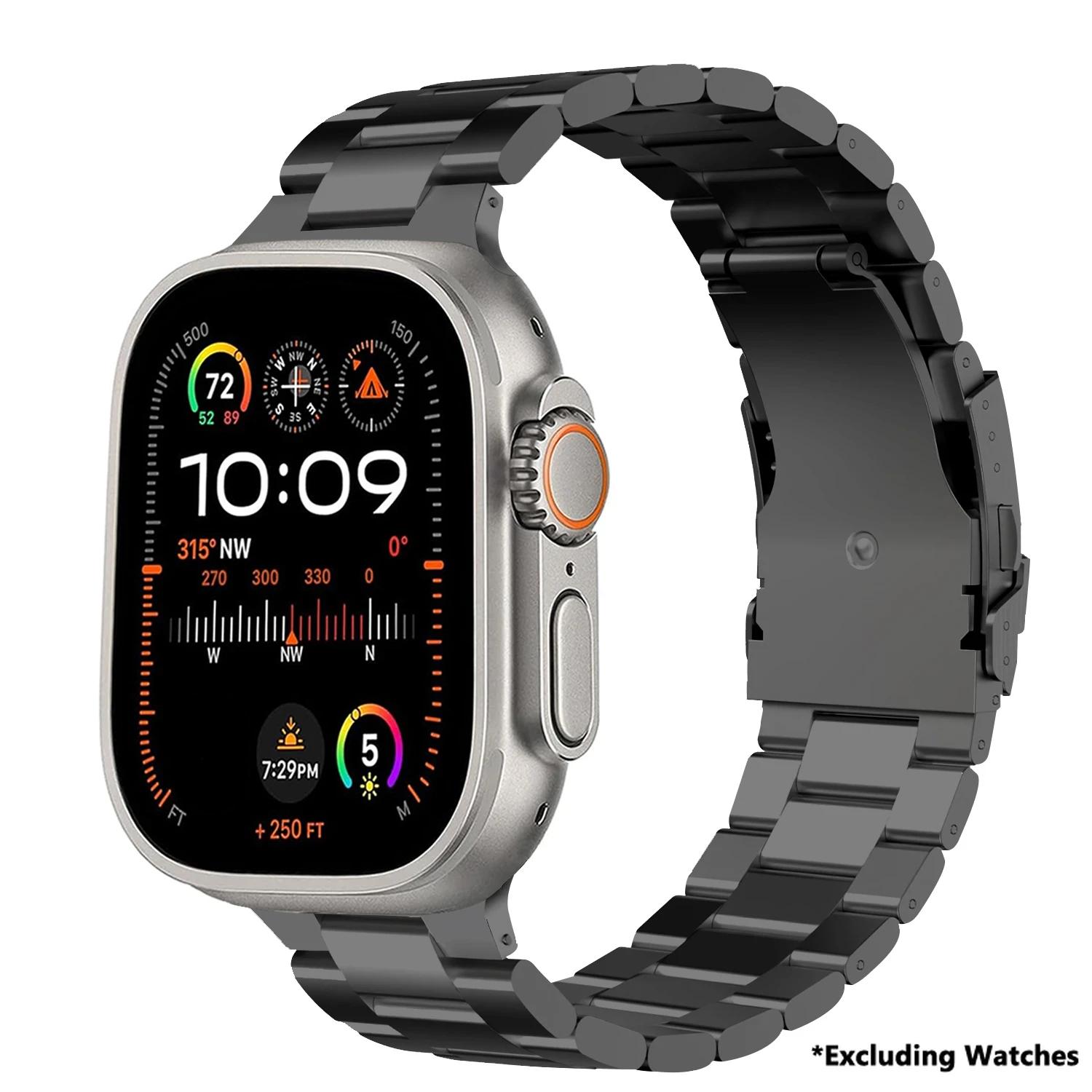 

Чоловічий розкішний титановий ремінець для Apple Watch Ultra 2 1 49 мм, металевий браслет для iWatch Series 10 9 8 7 6 5 4 3 Se 46 мм 45 мм 44 мм 42 мм 41 мм 40 мм 38 мм ремінець 42mm 44mm 45mm чорний