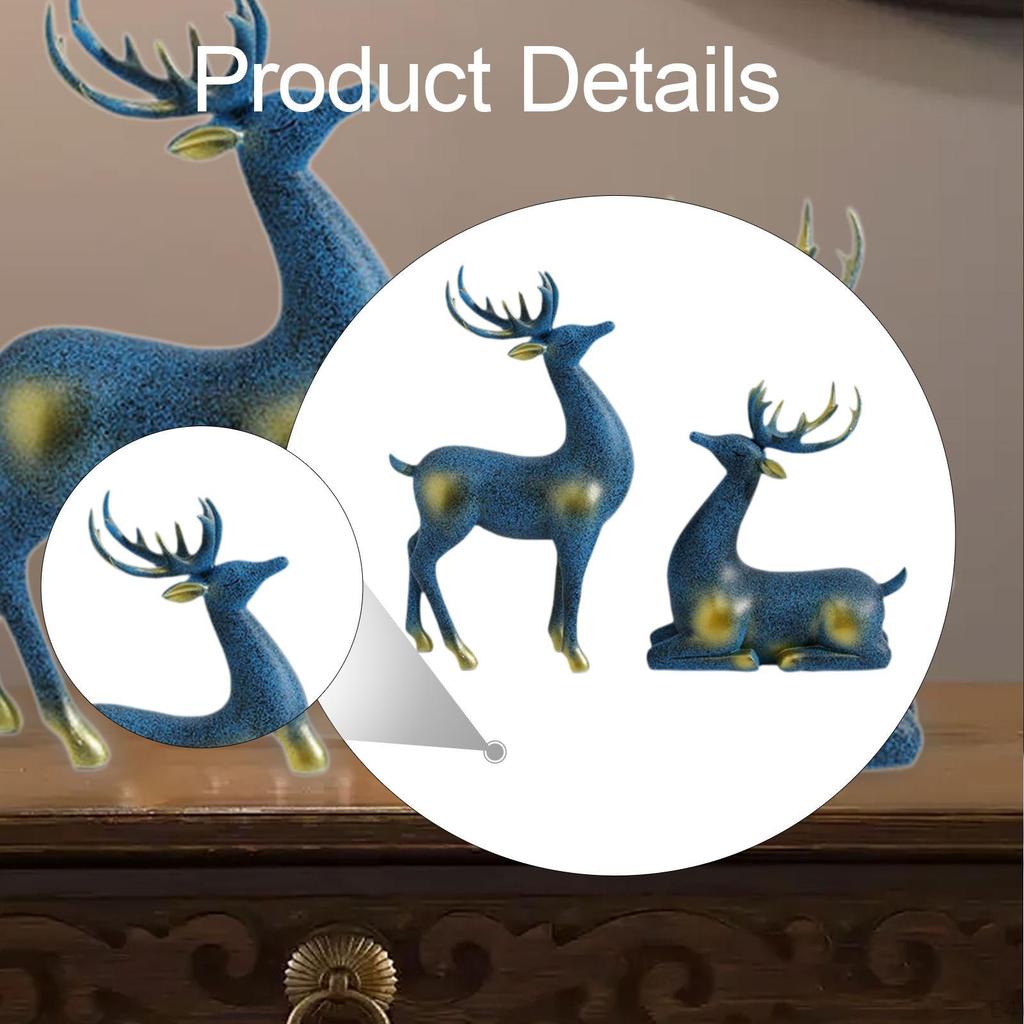 2 Pieces Reindeer Figurines Animal Figure Christmas Decoration Creative Elk Sculptures Tabletop