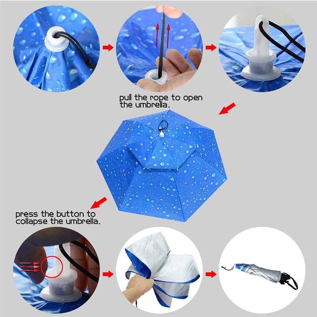 Double Layer Insulated Fishing Umbrella Hat Sun Protection Umbrella Hat Waterproof Breathable