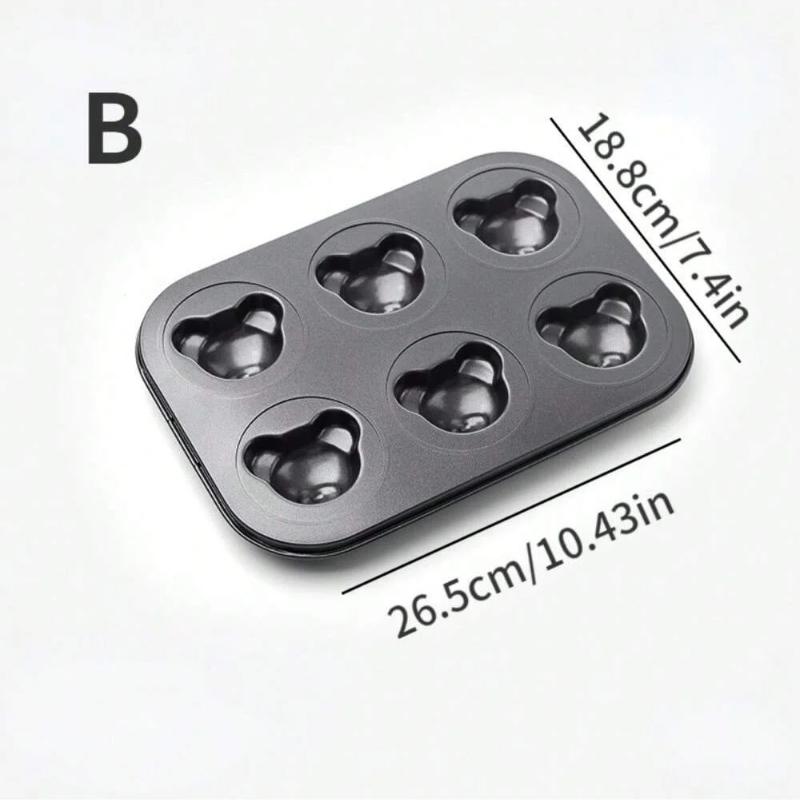 Cute Cartoon Bear Baking Mold 4 Cavities Baking Tray Non-stick Carbon Steel Tray DIY Decorative Cookies Mould Baking Supplies