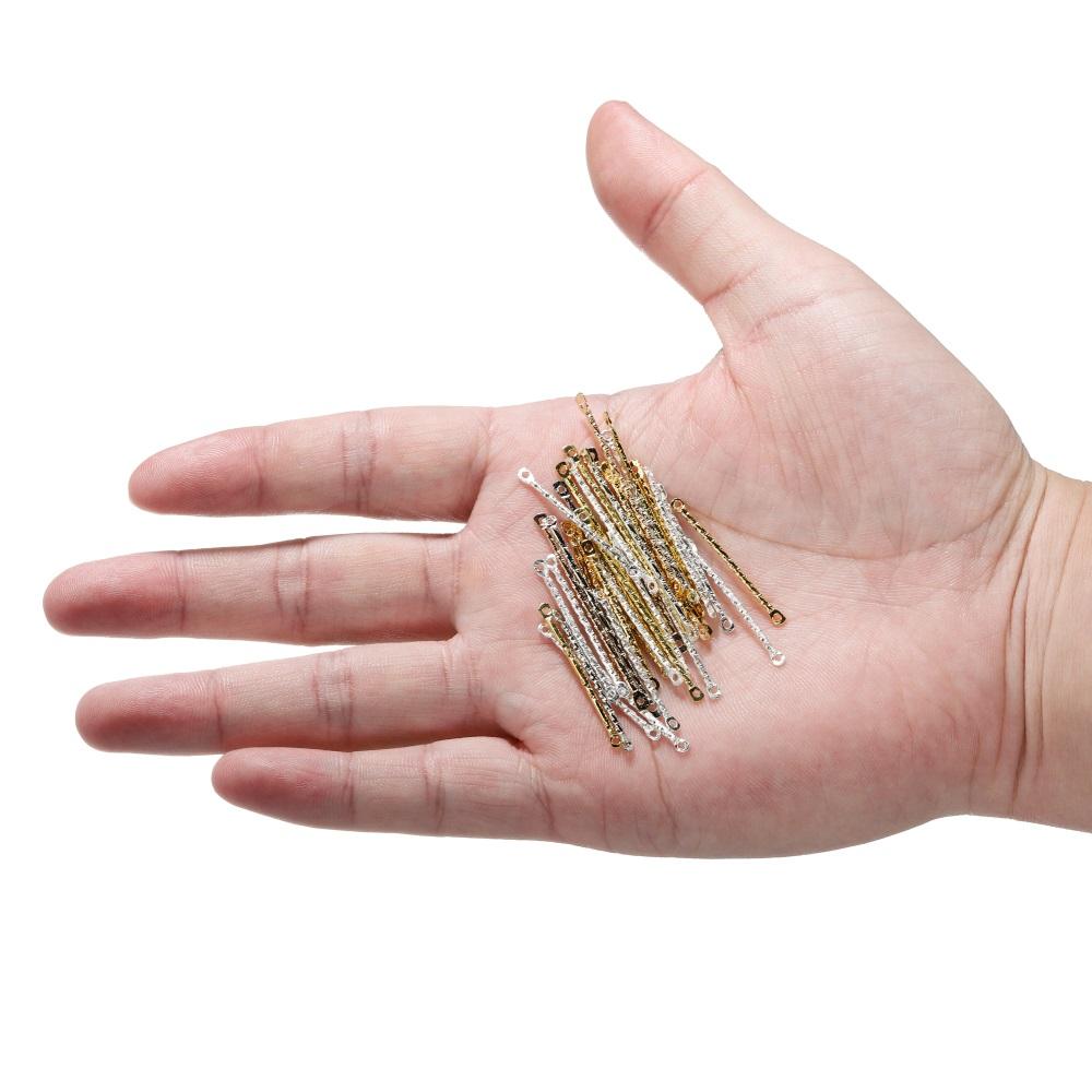 100Pcs/lot 15-40mm Gold Stripe Double Cylinder Bar Earrings Connecting For Jewelry Making Earring Pins DIY Supplies Accessories