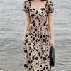 Hong Kong Style Floral Hepburn Dress: High Waist, Unique Tea Dress