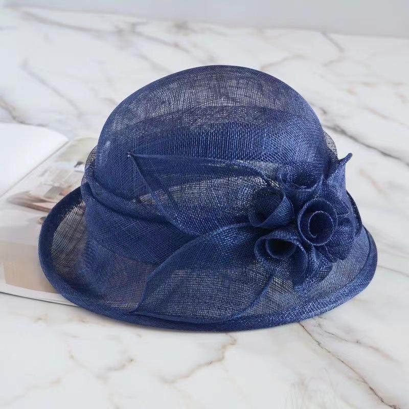 Spring Summer Linen Hat Female Fashion Handmade Flower Sunshade Basin Hat Elegant Breathable Sun Hat Female