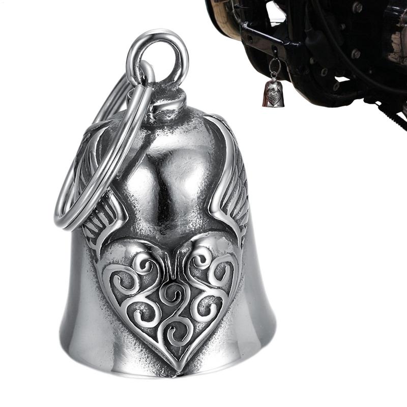 Heart Wing Motorcycle Bell Pendant Heart Lucky Bell style riding Bell Good Luck Bell Retro Motorcycle Safety Bell decoration