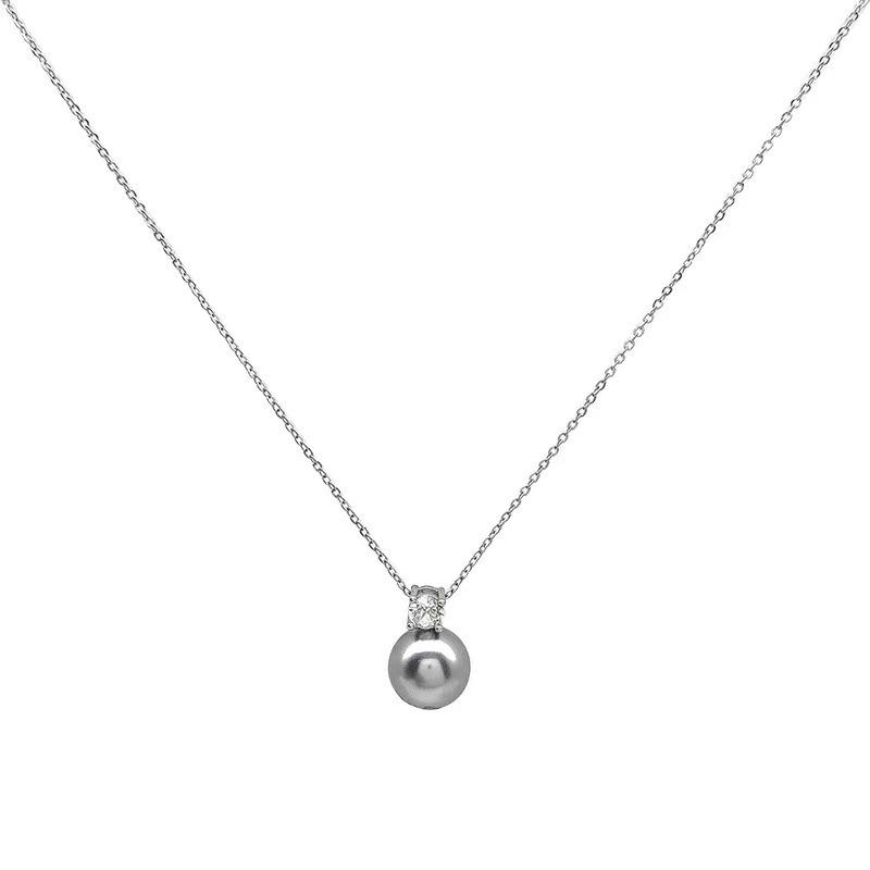Gray Pearl Zircon Pendant Necklace for Women – Elegant Autumn/Winter Clavicle Chain Accessory.