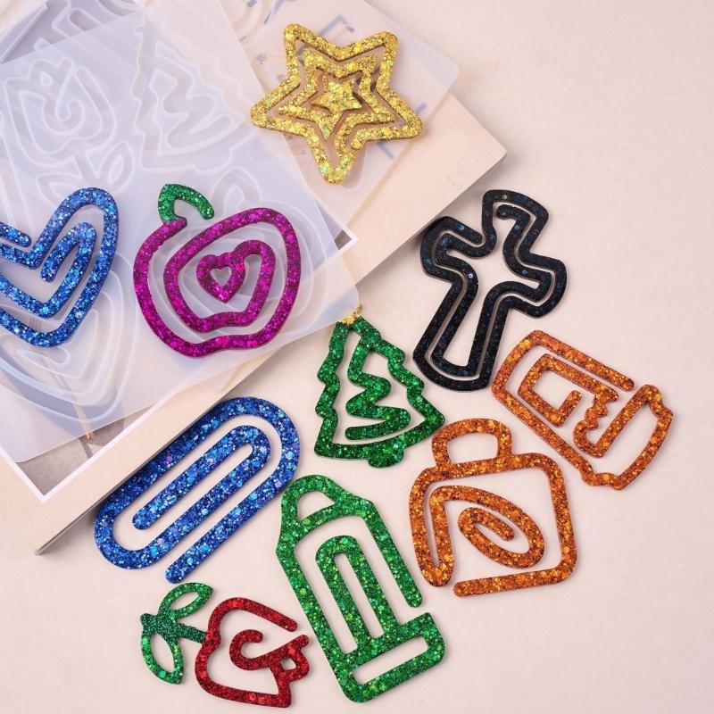 Earrings Silicone Molds Jewelry Making Mold Paper Clip Shape Pendant Moulds Silicone Texture Present for Art Enthusiasts