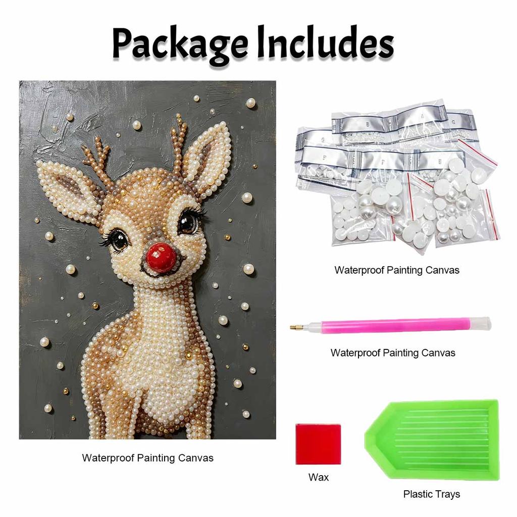 Frameless Pearl Painting Kit Cute Reindeer Aesthetic Wall Art DIY Sparkling Bead Canvas Room Decor Creative Craft