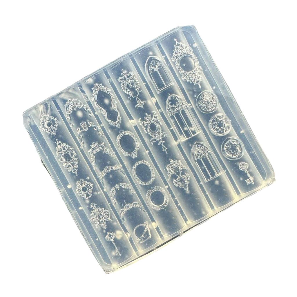 3D Baroque Relief Silicone Nail Art Mold With High Transparency Manicure Templates For Home Salon Decoration