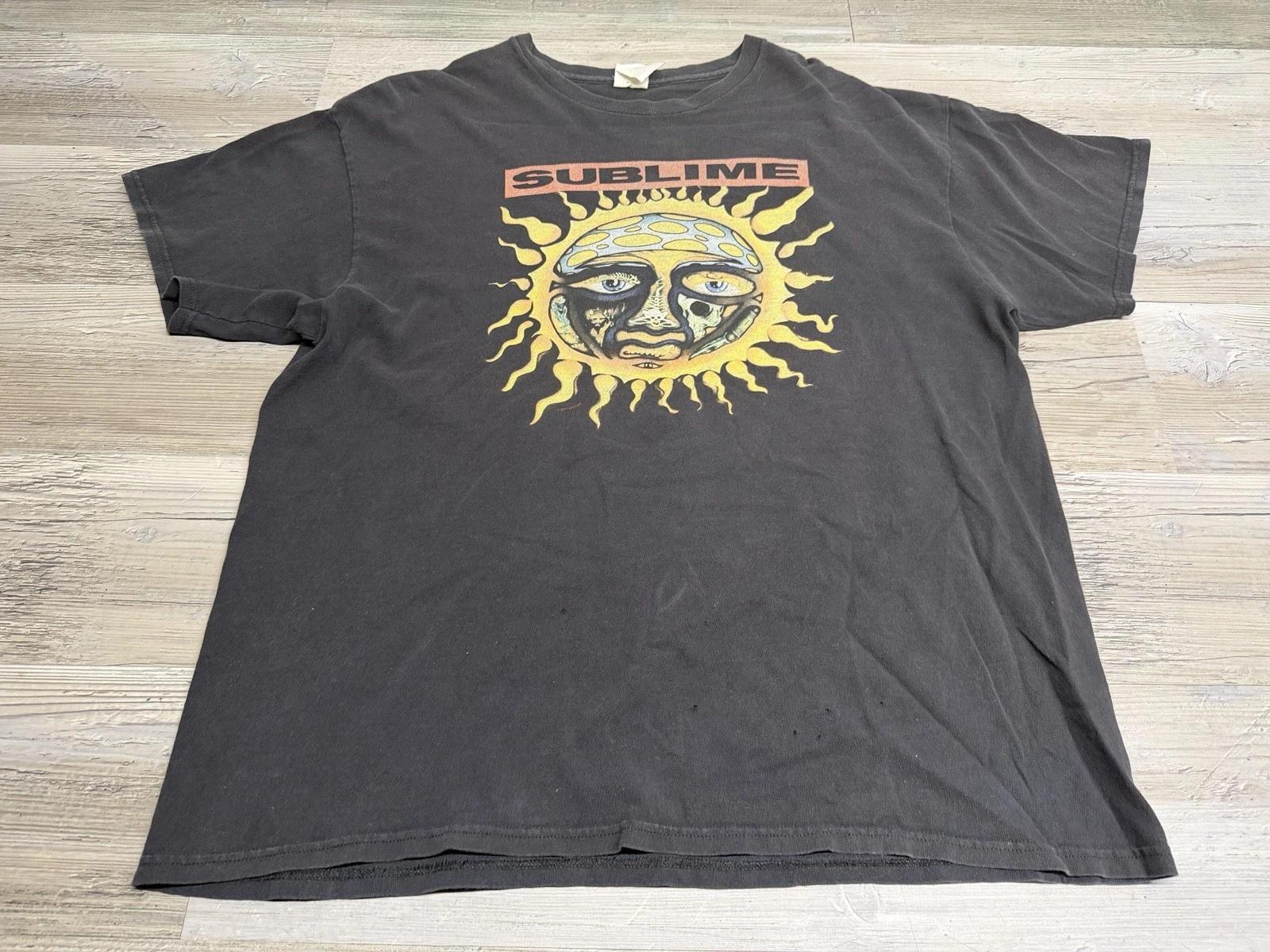 Vintage Sublime Shirt Sun Faded Black XL Mushroom Sun Beach Reggae Rock Band Tee 3XL