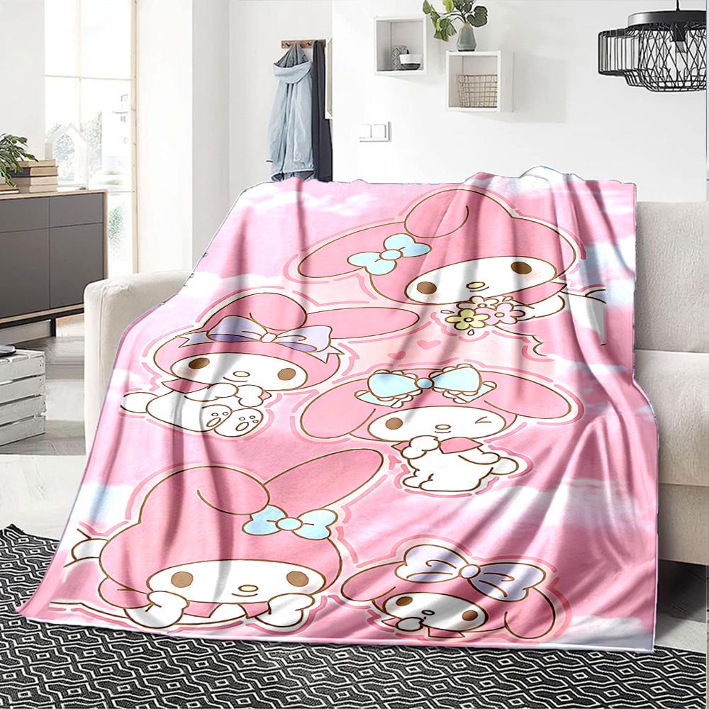 1pc My Melody Blanket Lightweight Flannel Throw for Sofa Bed Travel Camping Livingroom Office Couch Chair
