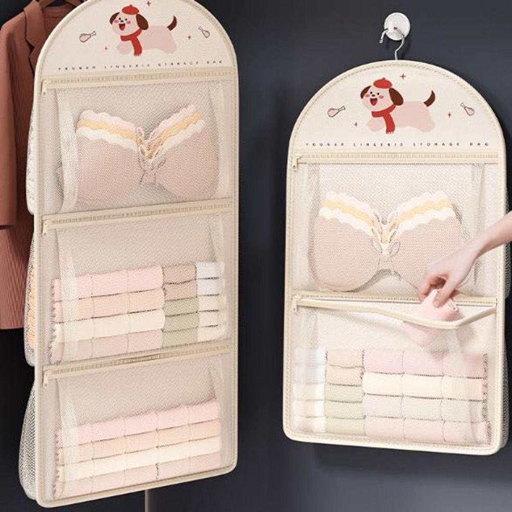 Cartoon Socks Storage Hanging Bag 1/2/3 Layer Hanging Mesh Bag Clothing Storage Bags  Dormitory