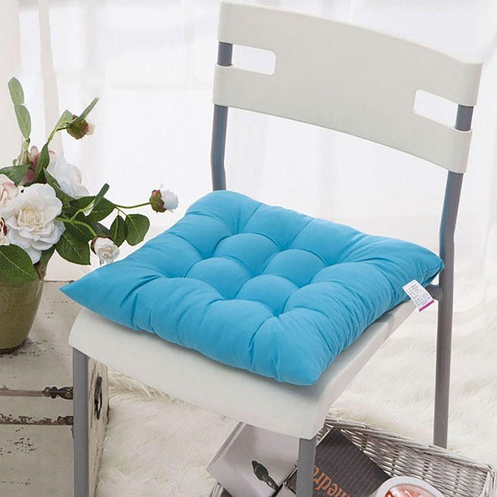 

40*40 см Подушка для сиденья обеденного стула Печатная подушка для спины Коврик для пола Студенческая офисная столовая Solid color-Blue