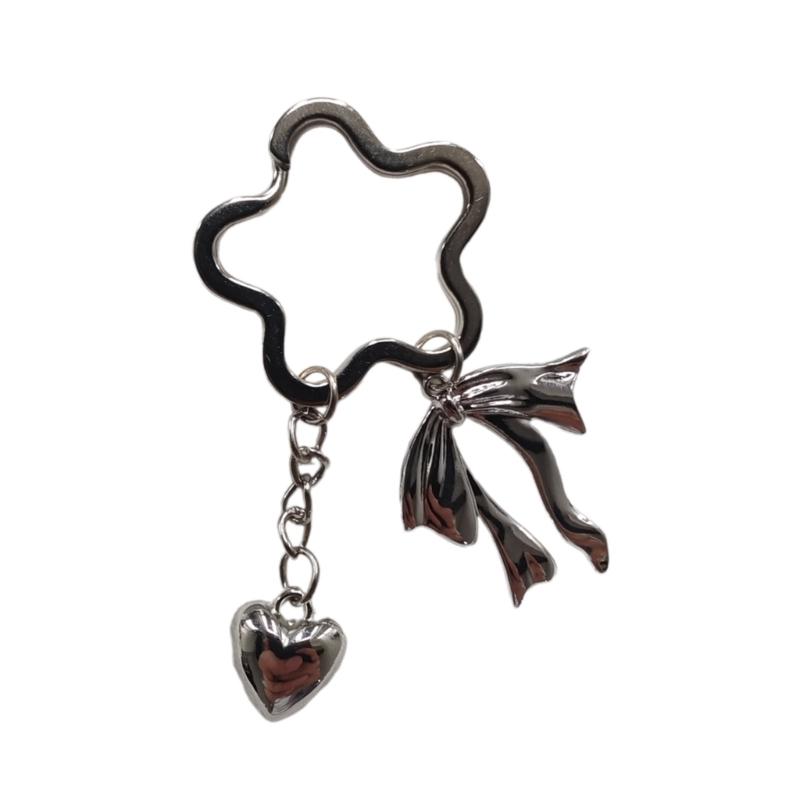 

Брелоки-підвіски у вигляді серця, зірки, бантика, солодкі, милі, декоративні, кільце для ключів, прикраса для рюкзака для жінок, дівчат