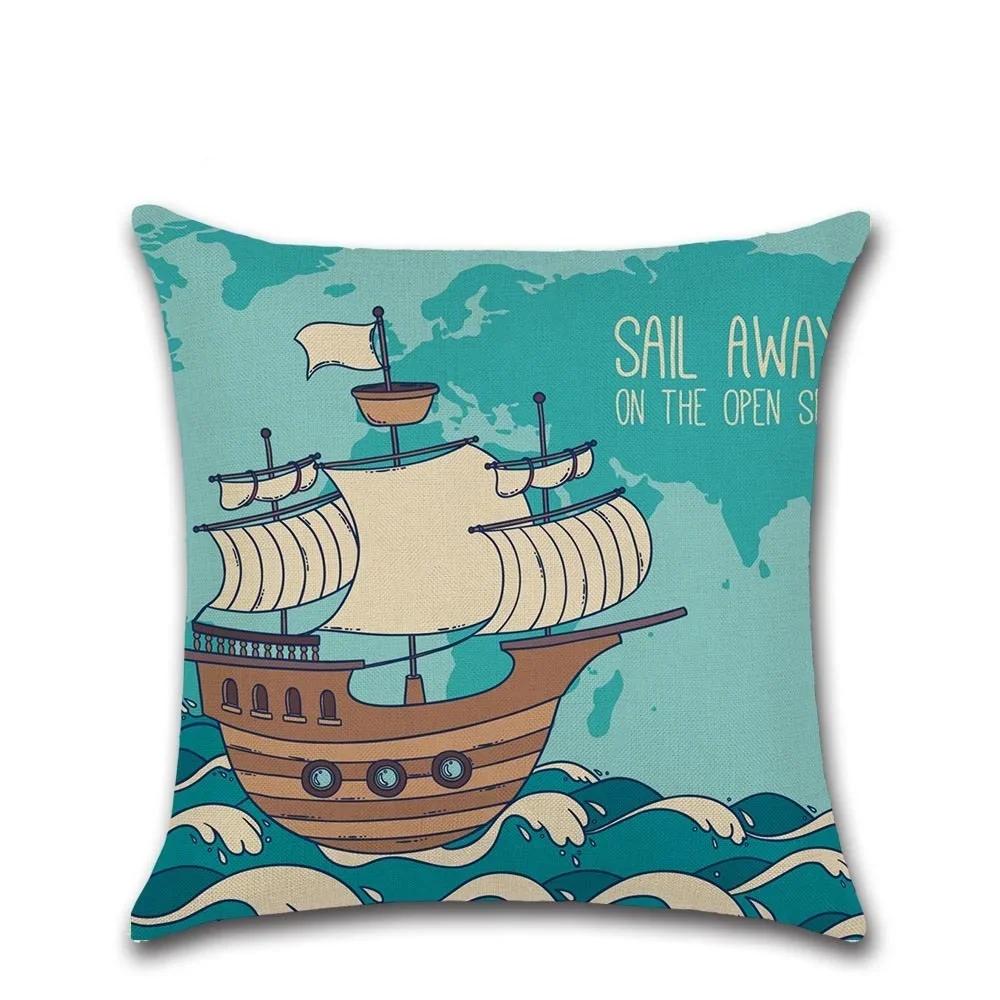 Sea Turtle Nautical Mermaid Pattern   Throw Pillow Cushion Cover Car Home Decoration Sofa Decorative Pillowcase