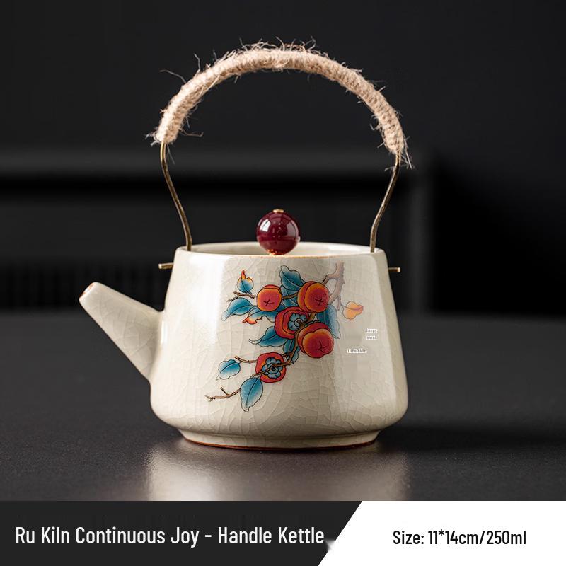 Ru Kiln Beam Handle Tea Pot