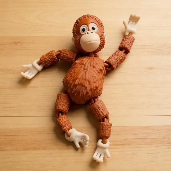 Articulated Monkey Figurine with Movable Joints 3D Printed Cute Monkey Figurine Collectible Fidget Desk Toy for Home Office