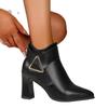 Foreign Trade Pointed High-heeled Fashion Boots Women's 2025 Autumn New Large-size Side Zipper Metal Decorative Short Boots
