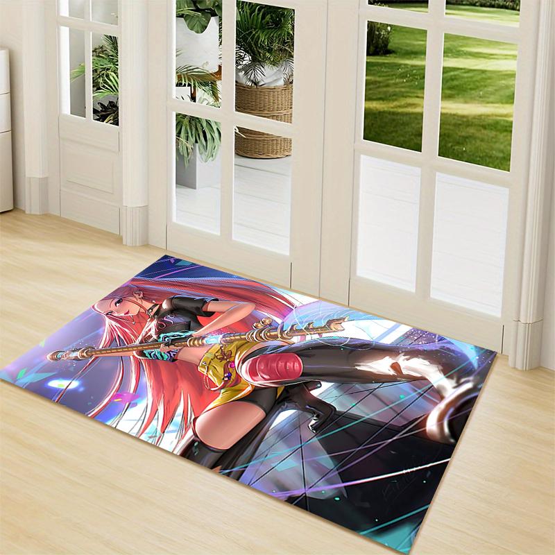 Fantasy Warrior Girl Carpet Rug Soft Washable Antislip Home Living Room Sofa Mats Personalized Christmas Rug