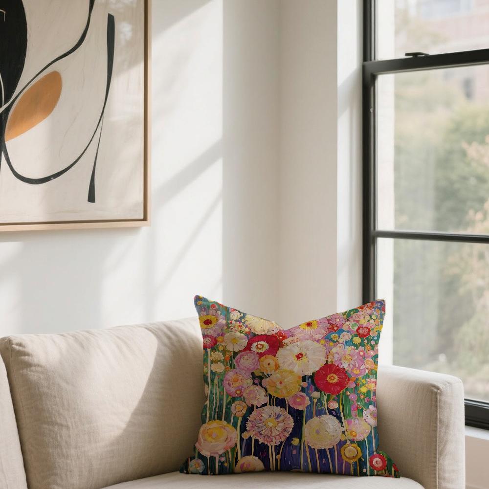 Vintage G-Gustav K-Klimt Flower Garden For Sofa Car Office Cafe Soft And Comfortable Double-Sided Printing Pillow Cover