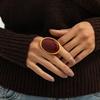 Elegant Style Oval Resin Finger Ring Simple Light Luxury Retro Earrings  Party