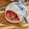 Warm Cats Bed Cave House for Indoor Cats Self-Warming Beds Cute Shark Shape Tent for Small Dog Non Slip Bottom