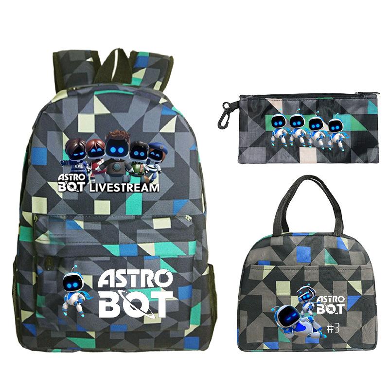 Game Astro bot peripheral printing fashion primary and secondary school students schoolbag three-piece set multi-function large capacity