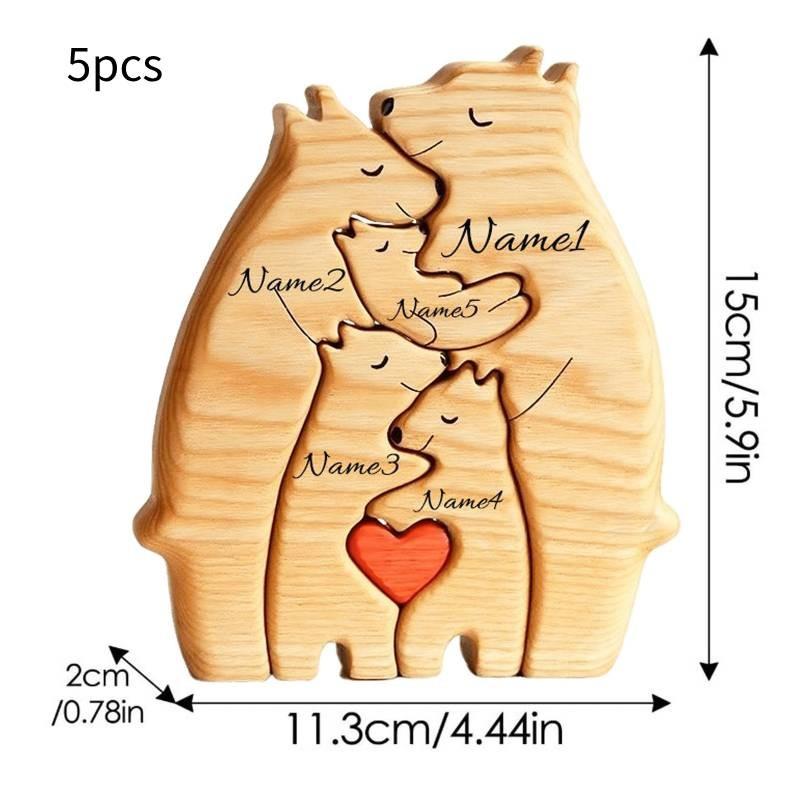Personalized Bear Hug Garnish Wooden Puzzle Toy Family Bear Educational Xmas Toy