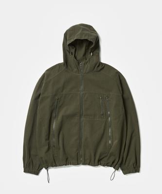 Andagain Utility Multi-Zipper Hooded Jacket (Khaki