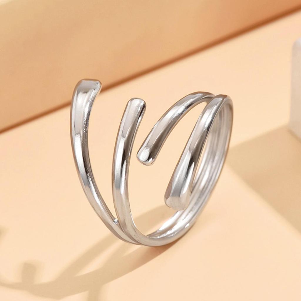 European & American Multi-Layer Adjustable Stainless Steel Index Finger Ring for Women