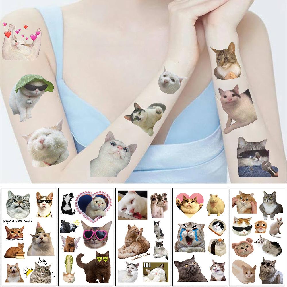 New Children's Cartoon Cat Expression Tattoo Stickers Waterproof Sweat Fun Underwater Party Temporary Stickers