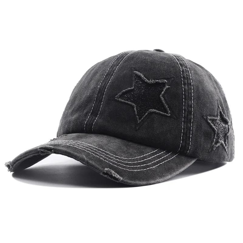  New Star Hollow Out Tail Baseball Cap for Ponytail Snapback Hat  Women Hip Hop Adjustable Distressed Hats Casquettes Femmes