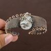 Natural Rainbow Moonstone Handmade Copper Wire Wrap Bangle Adjustable E5i26