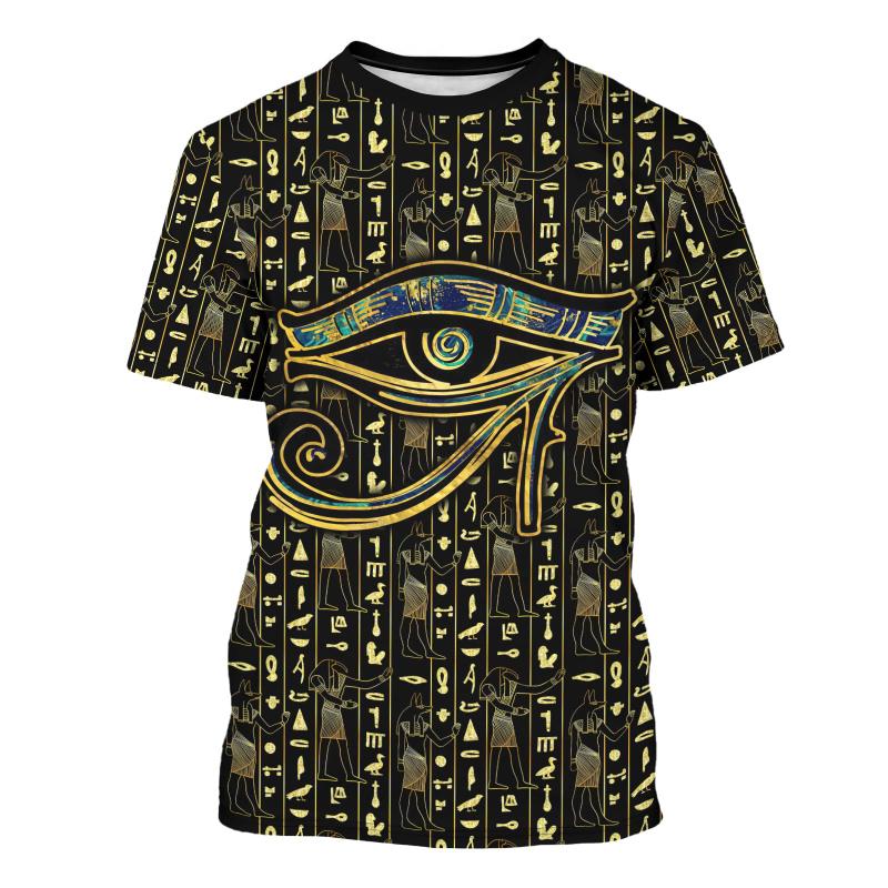 3D-Druck Altes Ägypten Grafik T-Shirt Herren Anubis Muster Vintage Rundhals Kurzarm Lässige Sport T-Shirts Neue Streetwear T-Shirts