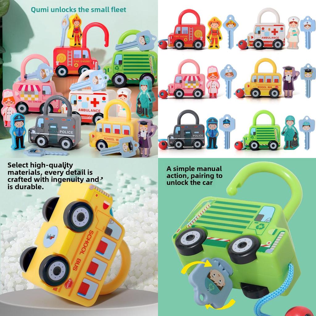 Unlocking Montessori Puzzle Toy Vehicle Kids Early Educational Development Play