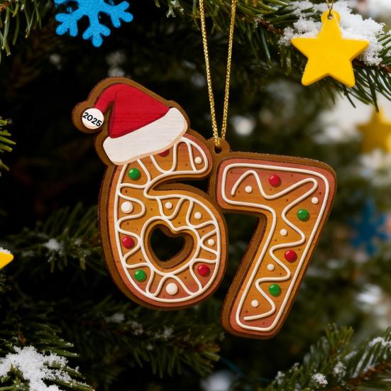 Vánoční 67 Akrylová ozdoba Vtipný 67 Mém Závěsná ozdoba Šest Sedm Perníček Ozdoba na vánoční stromeček Dárek pro teenagery Děti Rodinu Přátele