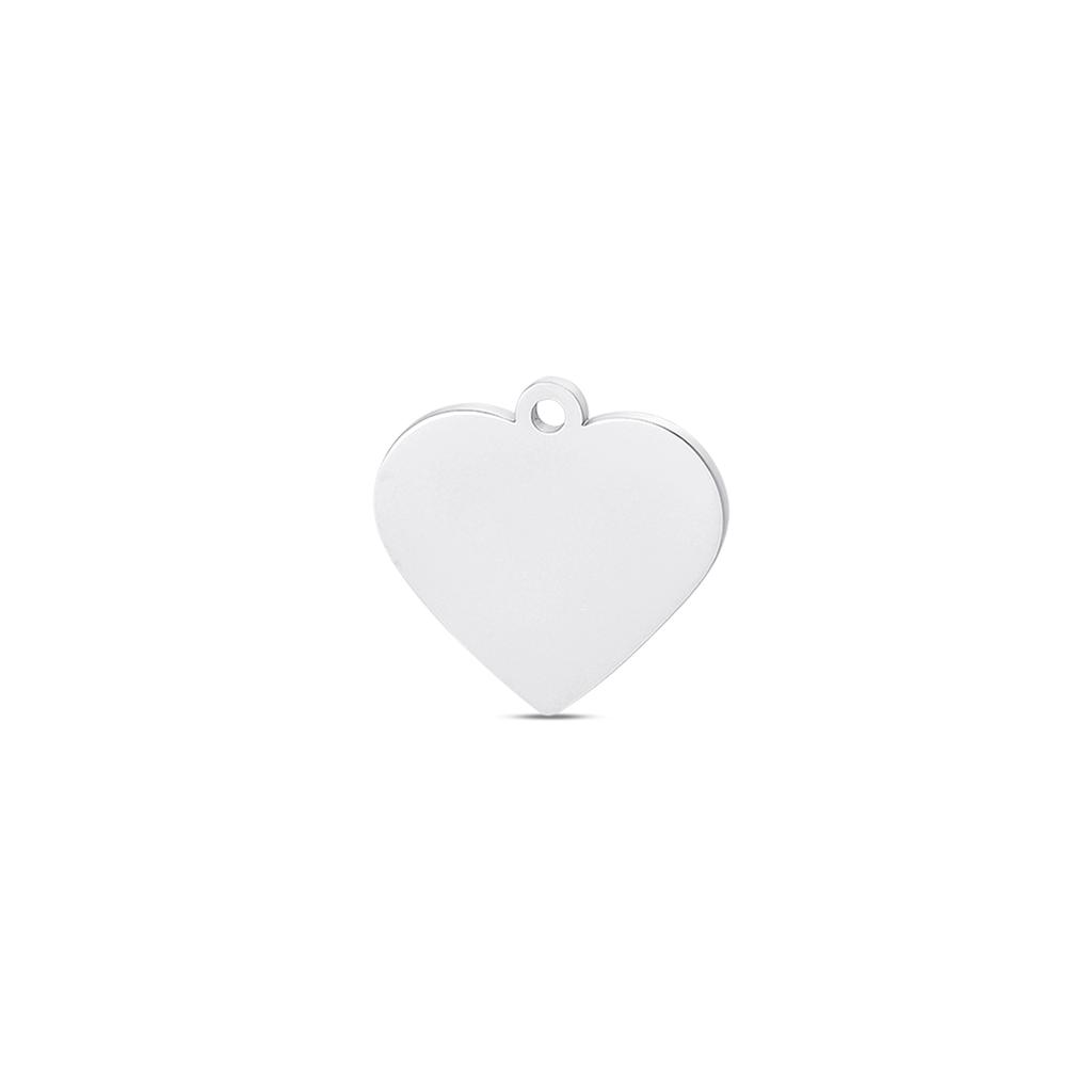 Wholesale 5pcs/lot Polished Stainless Steel Heart Tags Charms for DIY Jewelry Making Personalized name logo disc