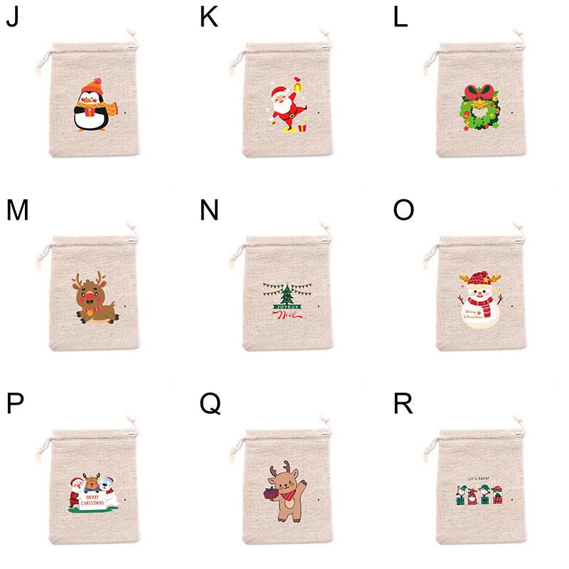 Christmas Linen Bag Candies Drawstring Gift Storage