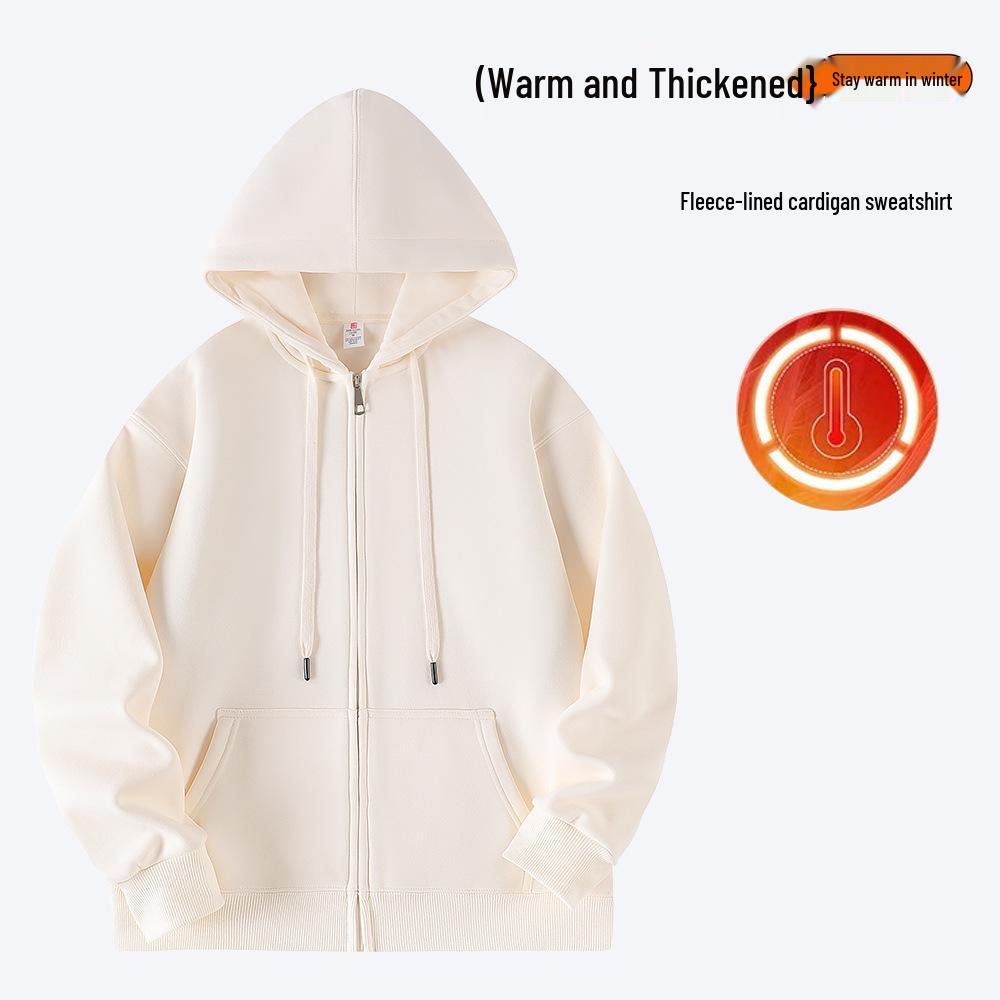 2025 Fleece-Lined Hoodie Jacket: Autumn/Winter Casual Sportswear