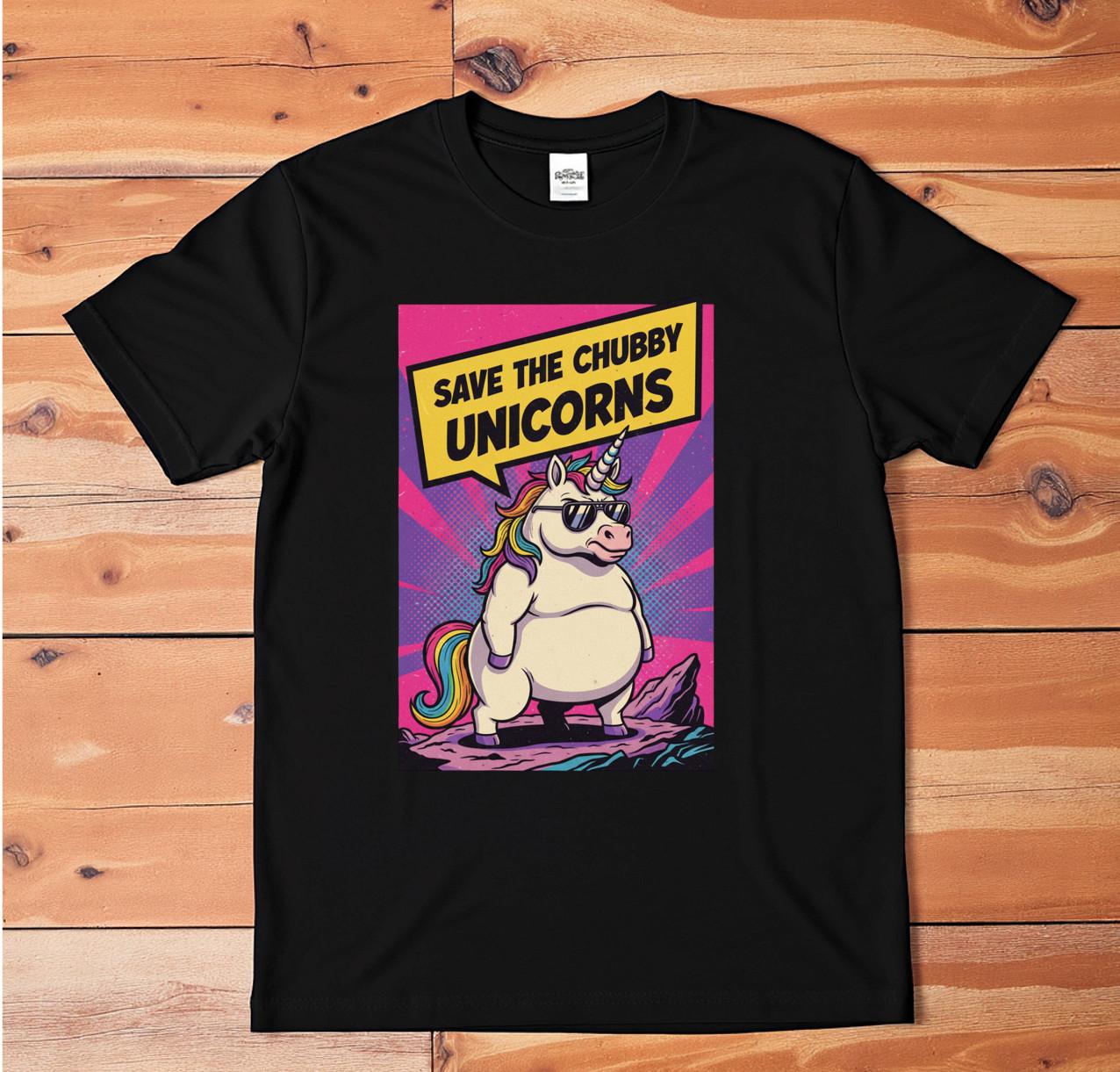 Funny Save The Chubby Unicorns T-Shirt Sarcastic Body Positive Pop Art 2XL
