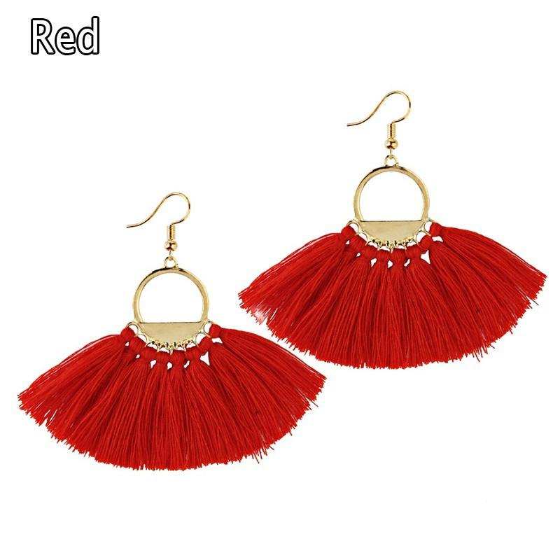 Fan-shaped Tassel Hollow Pendant Earrings