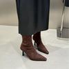 2025 Winter New Pointed Suede Stiletto Sexy Elastic Thin Boots Versatile Knight Martin Short Boots Women
