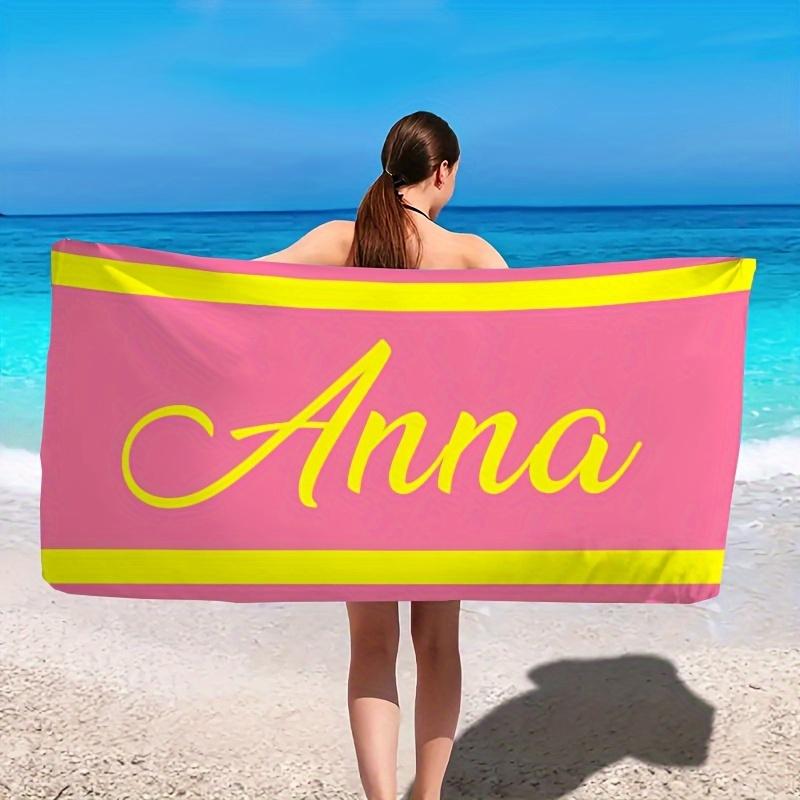 Custom Beach Towel Personalized Name Anna 160x80cm Microfiber Bath Towels All Season Soft Absorbent Blanket