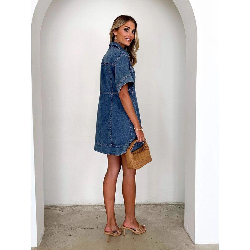 2025 Summer New European and American Retro Women Clothes Street Fashion Lapel Demin Dress