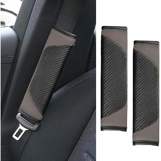 2PCS Car Seat Belt Cover Pad, Soft Carbon Fiber Leather Seatbelt Shoulder Protector For A More Comfortable Driving, Universal Safety Belt Strap Cover