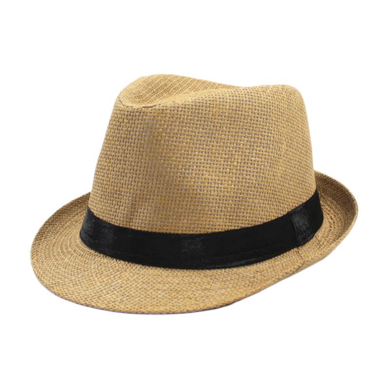 Cappelli Fedora Estivi per Uomo Mezza Età Cappellino Lino Panama Monocolore Jazz Cappello Cowboy Uomo Donna Festa Britannica Cappello da Sole