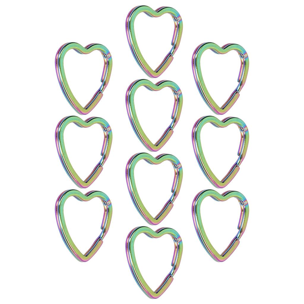 10PCS Key Ring Heart Shaped Design Colorful Appearance Fine Workmanship High Hardness Keychain