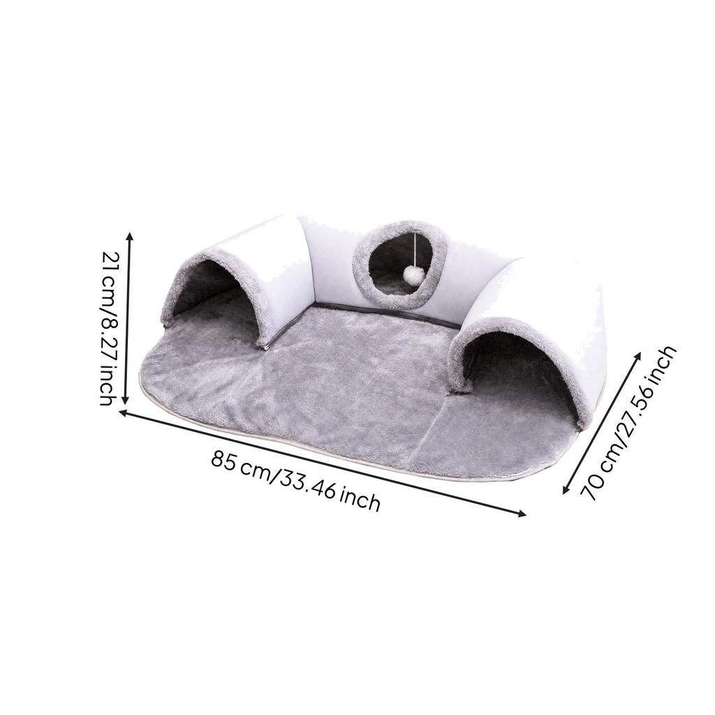 Cat Tunnel Bed with Fluffy Ball Toy Padded for Bedroom, Cats, Kittens