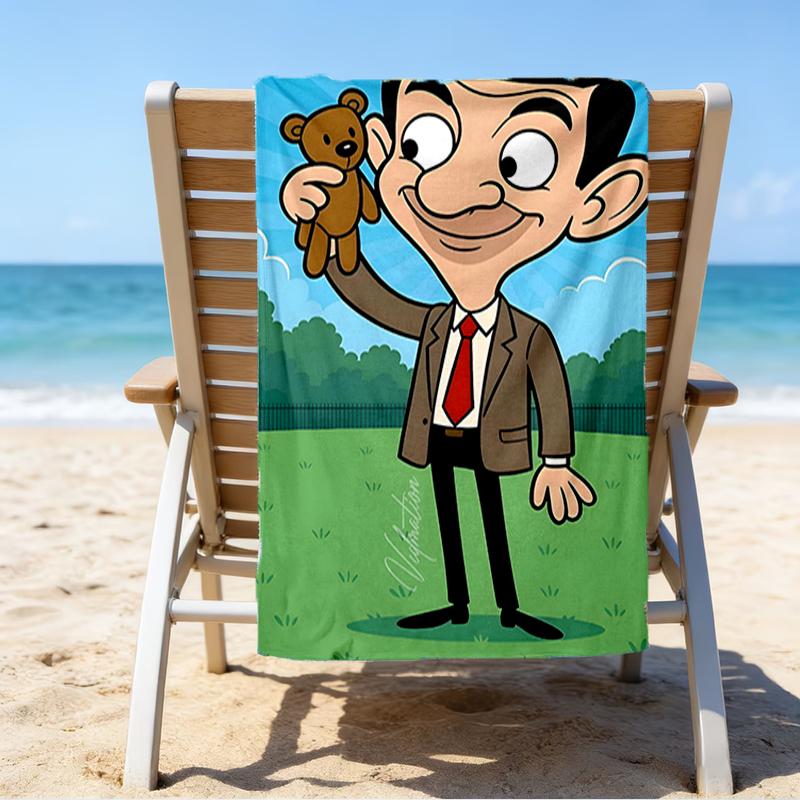 Serviette de Plage Ultra-Douce Thème Mr Bean, Idéale pour la Piscine - Camping, Plongée - Essentiel de Voyage Parfait, Serviette de Plage Vibrante.