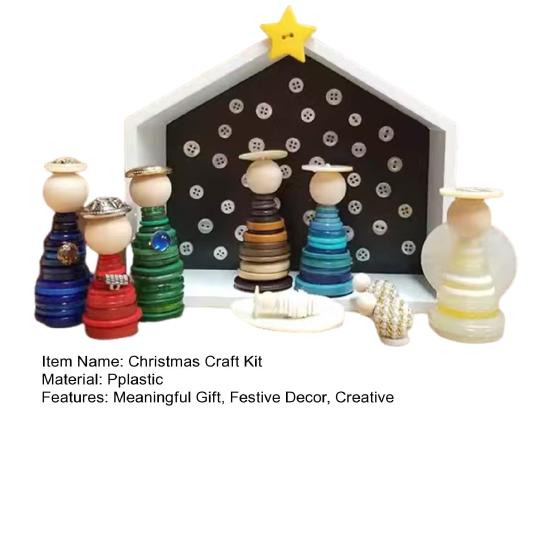 DIY Button Nativity Scene Craft Kit with Buttons & Beads Handmade Christmas Ornament Activity